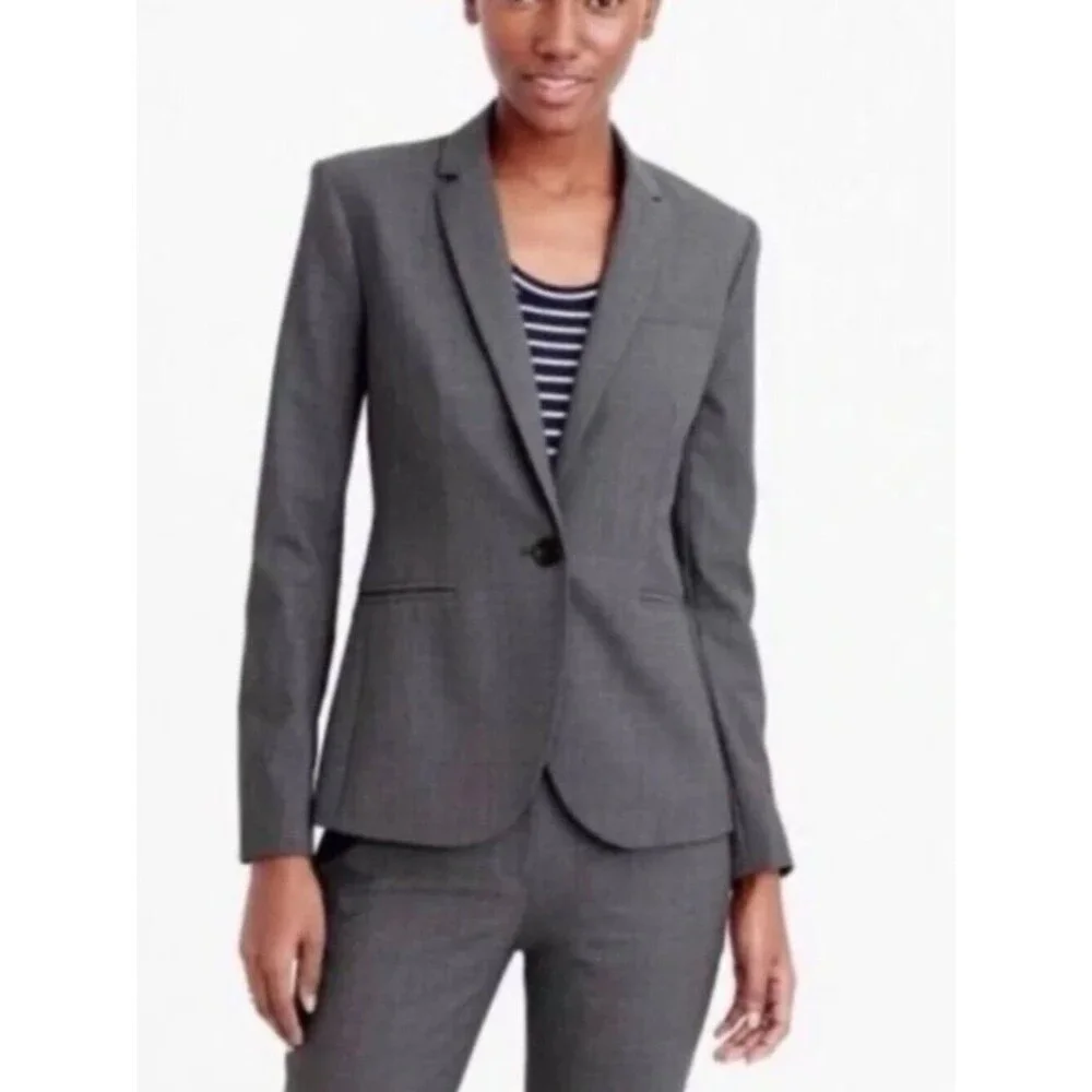 J. Crew #B3231 Bi-Stretch Campbell Dark Gray Blazer Size Woman's 4